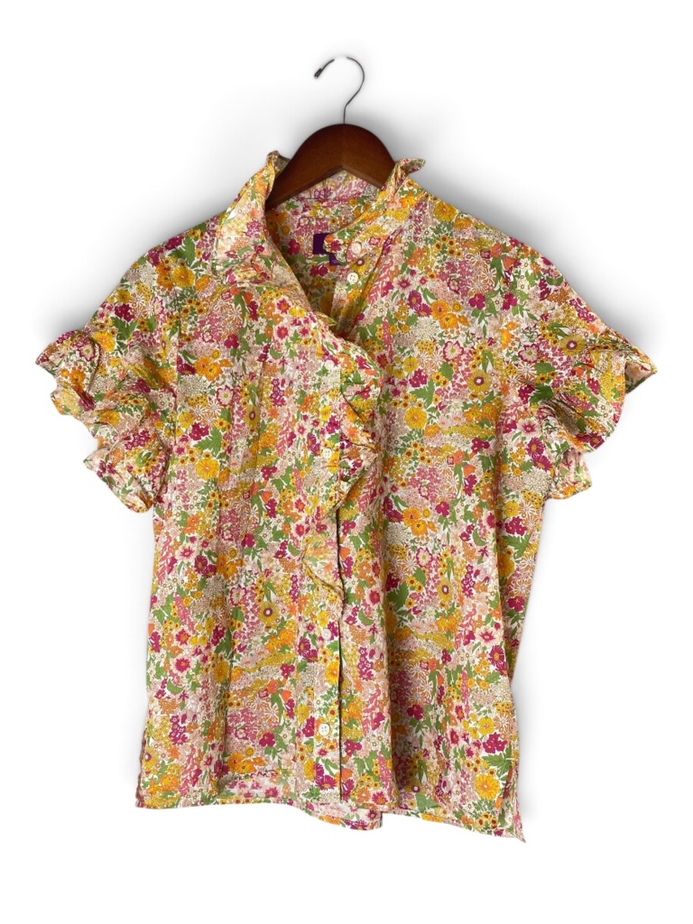 J.Crew Liberty Margaret Annie Floral Button Front Blouse Short Sleeve Women’s 6